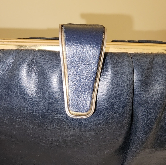 Vintage Navy Leather Clutch - Picture 5 of 5